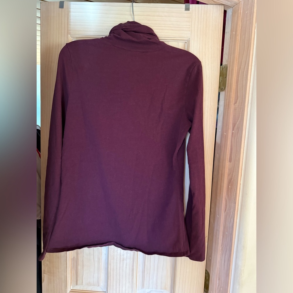 Peruvian Connection Extreme T-Neck Long Sleeve Top – Burgundy – Size L - Picture 5 of 6